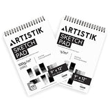 Sketch Pad 9"x12", 2 Pack, 100 GSM, 100 Sheets Perforated (Pack of 2 - Jumbo Sketchbook Pads 9" x 12") ARTISTIK