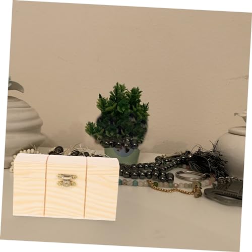 Holibanna Box plain wooden boxes Souvenir wooden wood boxes decorative lock gift box buckle jewelry boxes gift unfinished craft boxes ornaments Holibanna
