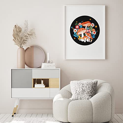 Louise Maelys Mushroom Embroidery Kits for Beginners with Art Night Pattern,Adults Starter Cross Stitch Kit DIY Needlepoint Kits Louise Maelys