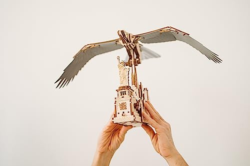 Wood Trick Liberty Eagle 3D Wooden Puzzles for Adults and Kids to Build - Mechanical Wings Movement - Engineering DIY Project Bird 3D Puzzles for Wood Trick