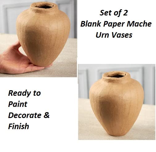 Unfinished Paper Mache Vases | Set of 2 Urn Vases | DIY Papier Mâché Vases Ready to Finish and Decorate Factory Direct Craft