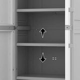 Keter Storage Cabinet with Doors and Shelves for Tool, Home Organization,Large, White & Grey Keter