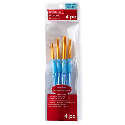 Filbert Golden Taklon Brush Set by Craft Smart®, 4 Pack - WoodArtSupply