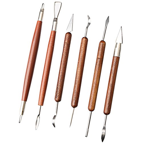 Fashion Road 6Pcs Clay Sculpting Tools, Clay Tools Pottery Tools Wooden Handle Double-Sided Set for Pottery Ceramics Sculpting FASHIONROAD