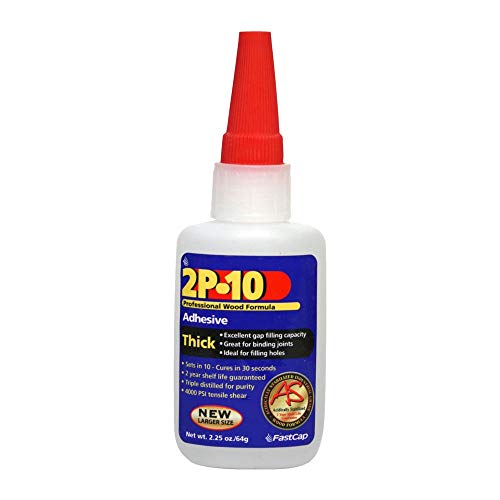 FastCap 2P-10 Professional Thick Wood Adhesive Glue - Ideal for Wood Works - All Purpose Application - 4000 PSI Tensile & Sheer - 2 oz. - 80208 - WoodArtSupply