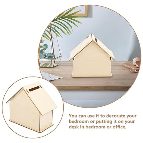 Kisangel 15 pcs Paintable Piggy Bank Unfinished Wooden Houses for Crafts Paint Birdhouse Change DIY Saving House for Money Crafting Banks Kisangel