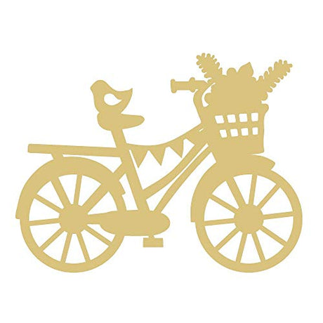 Bicycle Cutout Unfinished Wood Sports Home Decor Kids Room Door Hanger MDF Shape Canvas Style 3 (12") Diverse Woodworking