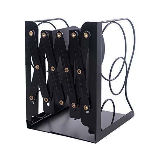 JIARI Adjustable Bookends Metal Book Ends Holder Shelf Heavy Duty Nonskid Bookend for Heavy Book (Round Black) JIARI