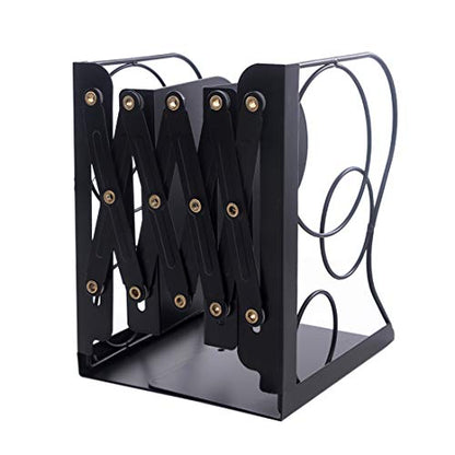 JIARI Adjustable Bookends Metal Book Ends Holder Shelf Heavy Duty Nonskid Bookend for Heavy Book (Round Black) - WoodArtSupply