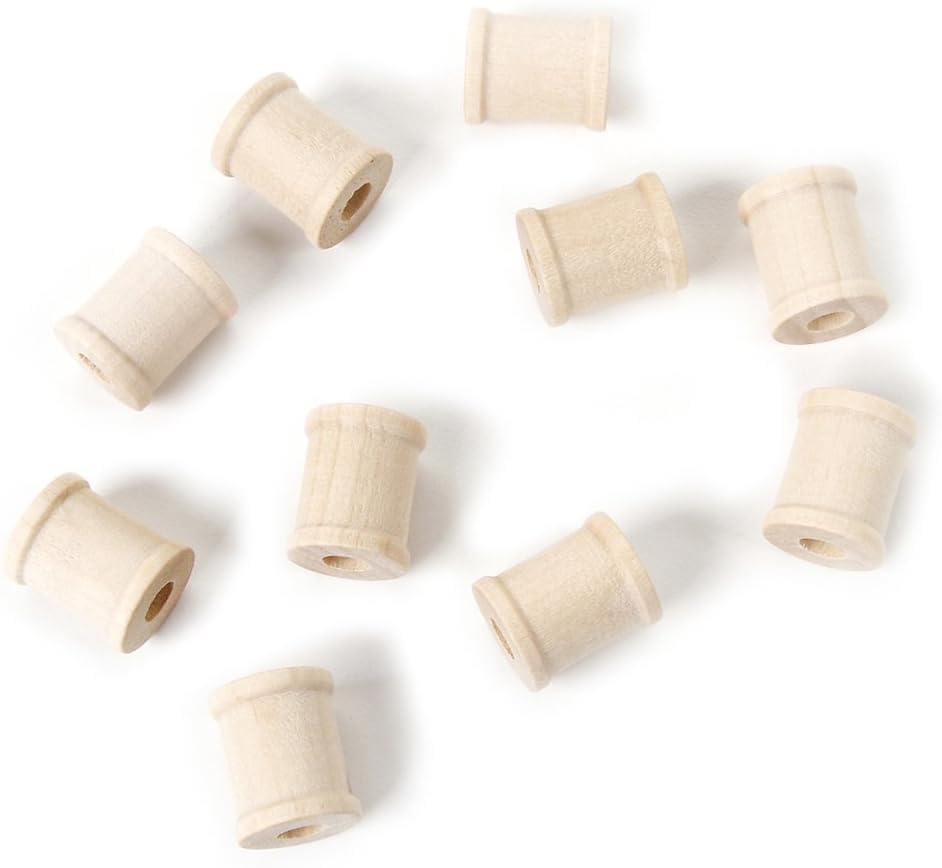 Save Dollar Stores Wood Turning Shapes Spool 0.75 X 0.625 in, Unfinished Wooden Spools for Crafts