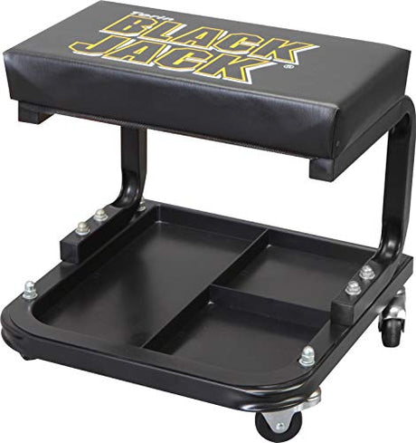 Torin ATR7211 Blackjack Rolling Creeper Garage/Shop Seat: Padded Mechanic Stool with Tool Tray Storage, Black, Large Torin