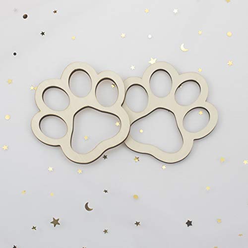 Samanter Paw Shape Hanging Wood Craft Dog Cat Claw Cutout Unfinished Hanging Wood DIY 24pcs Samanter