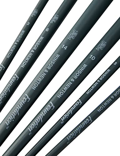 Winsor & Newton Foundation Acrylic Brush, Set of 6, Wood, Multicoloured, 7 x 1 x 4.3 cm Winsor & Newton