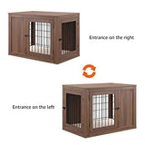 unipaws Furniture Style Dog Crate End Table with Cushion, Wooden Wire Pet Kennels with Double Doors, Medium Dog House Indoor Use (Walnut, Medium) unipaws