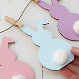 Factory Direct Craft Unfinished Wooden Floppy Ear Bunny Rabbit Garland Easter Craft Kit Unfinished Wood Bunnies, White Pom Poms, Twine and Factory Direct Craft