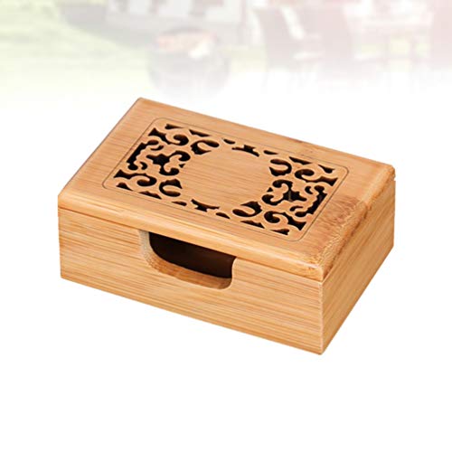 Amosfun Business Card Holder Organizer Wood Business Card Box Business Cards File Storage Holders - WoodArtSupply