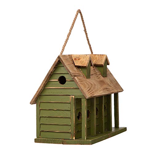 Glitzhome 11" H Hanging Birdhouse Distressed Wooden Decorative Garden Watermelon Bird House for Outside glitzhome