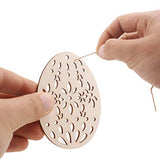 SEWACC 20pcs Wooden Easter Ornaments Crafts Unfinished Wood Pieces Wooden Easter Egg Cutouts Easter Egg Shape Wooden Pendants Easter Hanging SEWACC