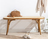 Kmax Upholstered Bench Wicker Rattan Entryway Bench Rustic Solid Wood 45 Inch for Living Room/Bedroom/Hallway Kmax