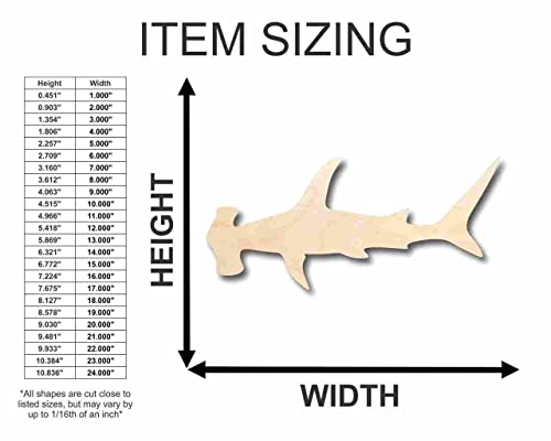 Unfinished Wood Hammerhead Shape - Ocean - Craft - up to 24" DIY 7" / 1/2" - WoodArtSupply