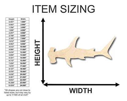 Unfinished Wood Hammerhead Shape - Ocean - Craft - up to 24" DIY 7" / 1/2" - WoodArtSupply