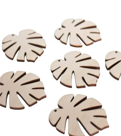 ALL SIZES BULK (12pc to 100pc) Unfinished Wood Wooden Laser Tropical Monstera Leaf Leaves Dangle Earring Jewelry Blanks Charms Shape Crafts Made in