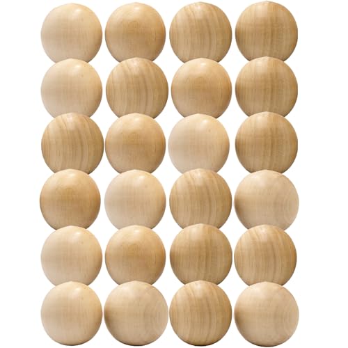 24-Pack Unfinished Wood Oval Beads for Crafts - 1.7" Wooden Balls for DIY Decor, Unfinished Wood Crafts - WoodArtSupply