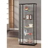 COASTER 5-Shelf Glass Curio Cabinet Black and Clear COASTER