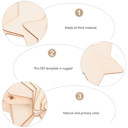 BESPORTBLE 50Pcs Unfinished DIY Wood Chips, Star Shaped DIY Graffiti Slices, Wooden Crafts to Paint BESPORTBLE