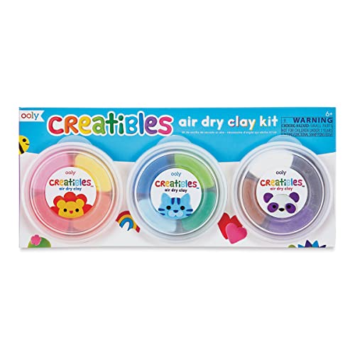 OOLY, Creatibles, Air Dry Clay Kit, Kids Arts and Craft Set, 3 Shaping Tools - 12 Colors Set