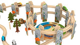 ORBRIUM 141 Pcs National Park Spiral Wooden Train Set STEAM STEM Multi-Level Compatible with Brio, Thomas Wooden Railway Orbrium