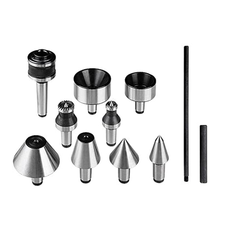 NAGU 9-Piece MT2 Wood Lathe Drive and Live Center Kit with Wooden Box（Quick Replacement） NAGU
