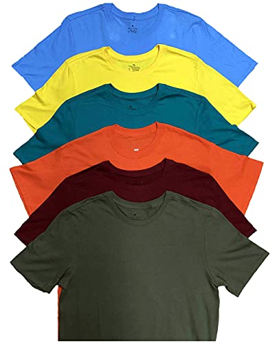 SOCKS'NBULK 12 Pack Mens Cotton Crew Neck Regular T-Shirts Bulk Short Sleeve Lightweight Tees Mix Colors, Size Large - WoodArtSupply