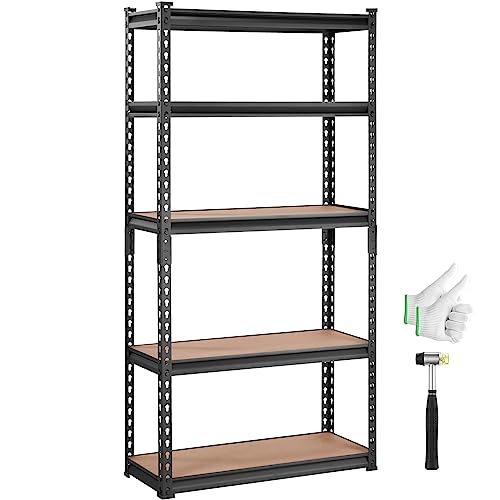 VEVOR Storage Shelving Unit, 5-Tier Adjustable, 2000 lbs Capacity, Heavy Duty Garage Shelves Metal Organizer Utility Rack, Black, 30" L x 12" W x 60" - WoodArtSupply