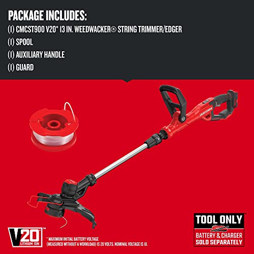 CRAFTSMAN V20 WEEDWACKER Cordless String Trimmer Edger with Automatic Feed, 13 inch, Bare Tool Only (CMCST900B) Craftsman