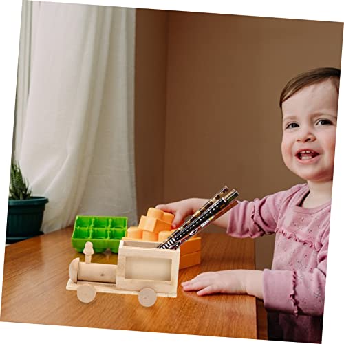 MAGICLULU 2pcs Diy Train Pen Holder Small Unfinished Wood Basket Cute Pen Pot Statues Diy Wood Ornaments Kids Painting Wood Kit Wood Decor Kids MAGICLULU