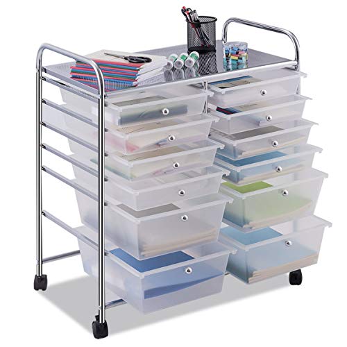 Giantex 12 Drawer Rolling Storage Cart Tools Scrapbook Paper Office School Organizer (White) Giantex