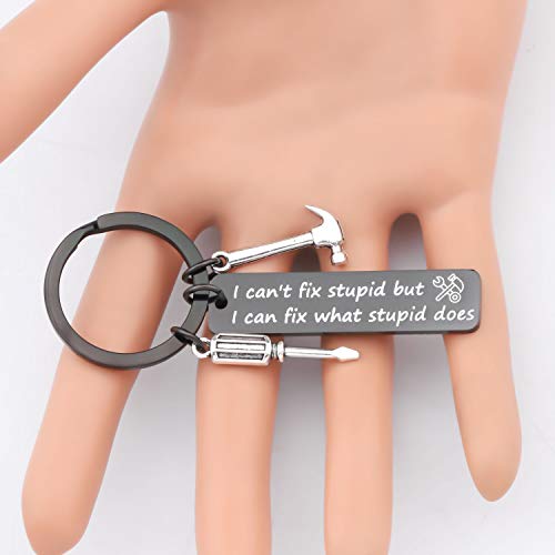 UJIMS Carpenter Gift Funny Woodworking Keychain Carpenter Builder Jewelry Hammer Charm Jewelry - WoodArtSupply