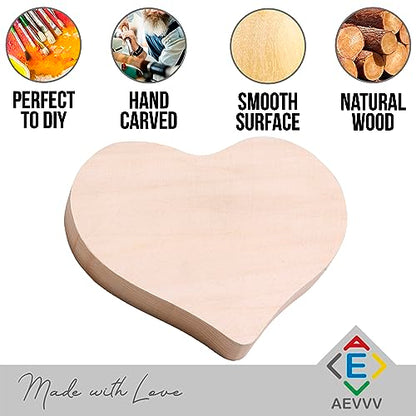 10 Unfinished Handcrafted Wooden Hearts Craft Kit - DIY Home Decor, Unfinished Wood Blanks for Crafting, Garden and Wedding Decor - Wood Heart Shape