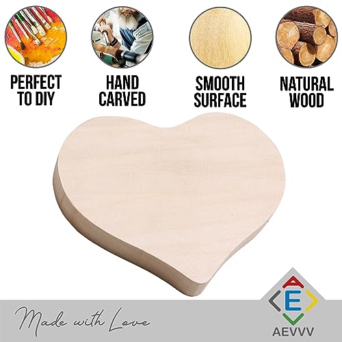 10 Unfinished Handcrafted Wooden Hearts Craft Kit - DIY Home Decor, Unfinished Wood Blanks for Crafting, Garden and Wedding Decor - Wood Heart Shape