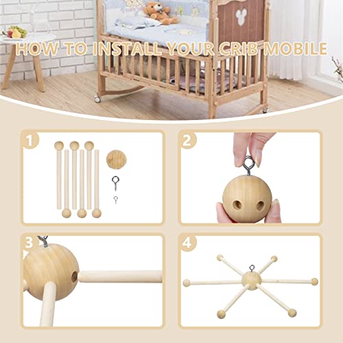 Focalmotors Baby Wooden Mobile Hanger,Mobile kit Crib,Mobile Hanging Frame Bed Toy Decoration DIY Crafts Photography Props Newborn Gift (Style-C) - WoodArtSupply