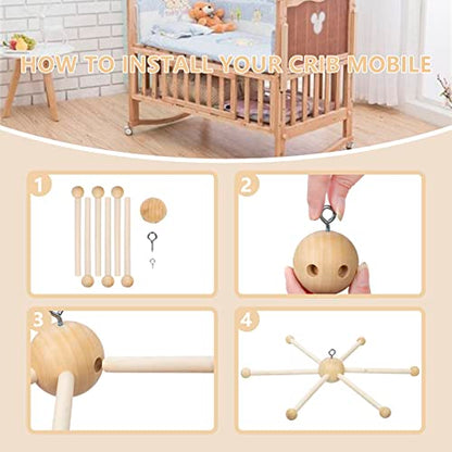 Focalmotors Baby Wooden Mobile Hanger,Mobile kit Crib,Mobile Hanging Frame Bed Toy Decoration DIY Crafts Photography Props Newborn Gift (Style-C) - WoodArtSupply