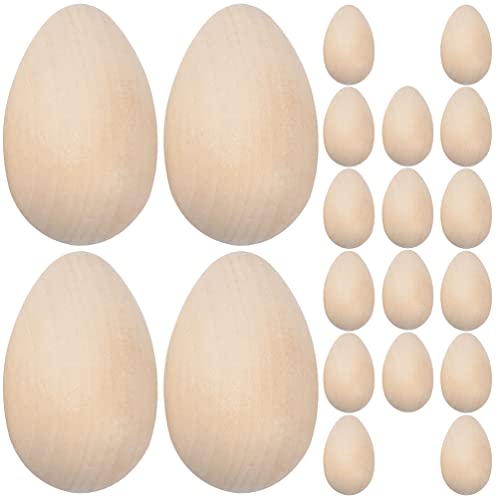 20pcs Wooden Easter Eggs to Paint Unfinished Eggs Fake Eggs for Crafts Easter Party Supply PRETYZOOM
