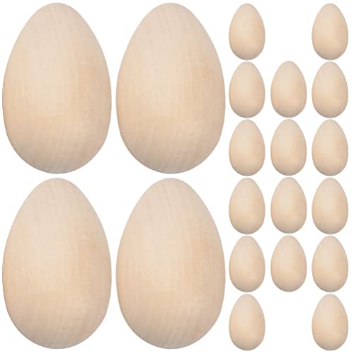 20pcs Wooden Easter Eggs to Paint Unfinished Eggs Fake Eggs for Crafts Easter Party Supply - WoodArtSupply