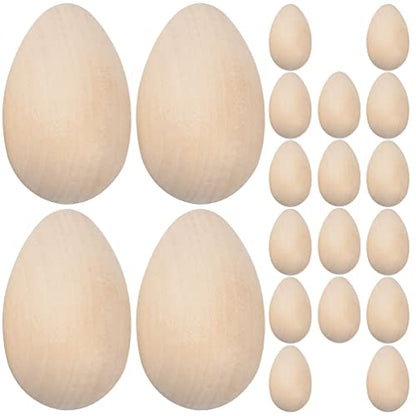 20pcs Wooden Easter Eggs to Paint Unfinished Eggs Fake Eggs for Crafts Easter Party Supply - WoodArtSupply