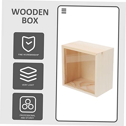 COHEALI 2pcs Box Storage Wooden Box Unfinished Wooden Crate Decorative Wooden Unfinished Wooden Case Jewelry Display Case Wooden Gift Case Wood Crate COHEALI