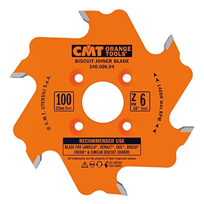 CMT 240.006.04 Biscuit Joiner Blade, 4-Inch Diameter x 6 Teeth, PTFE-Coated. - WoodArtSupply