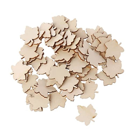 50 Pcs Blank Wood Slices Unfinished Wood Cutout Maple Leaf Shaped Embellishments Wood Pieces for DIY Craft, Gift Tags, Wedding, Christmas, Home BUZHI