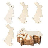 Easter Wooden Bunny Cutouts Unfinished Wooden Rabbit Cutouts Blank Bunny Wood Slices Ornaments for Christmas Wedding Birthday Party Easter Spring Zontween