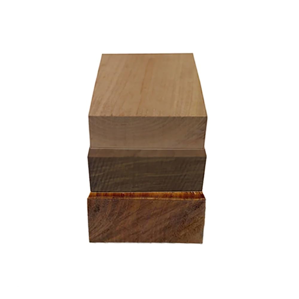 Exotic Wood Zone's Pack of 3, Wood Blocks for Bowl Turning - Black Walnut, Black Cherry, Mahogany | 6" x 6" x 2" | Wood Turning Blanks